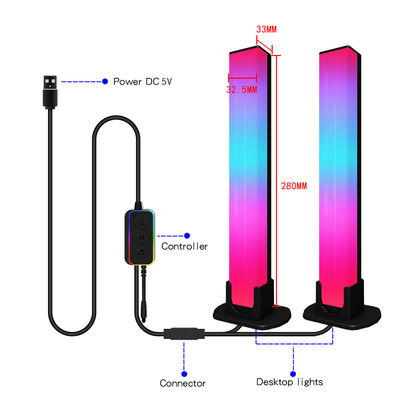 ভালো দাম ব্লুটুথ বায়ুমণ্ডল ডেস্ক ল্যাম্প LED 280*33*32.5mm উপাদান ABS+ পিসি অনলাইন